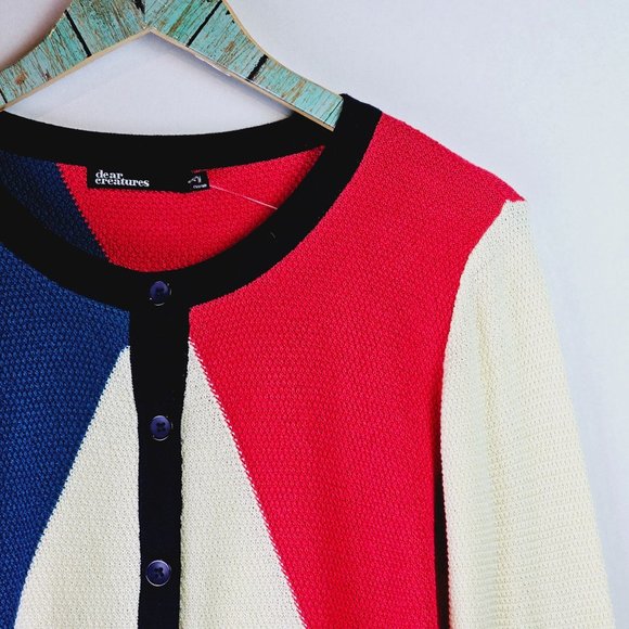Dear Creatures Retro Style Knit Color Blocking Cardigan, Size M, NWOT - Picture 6 of 12